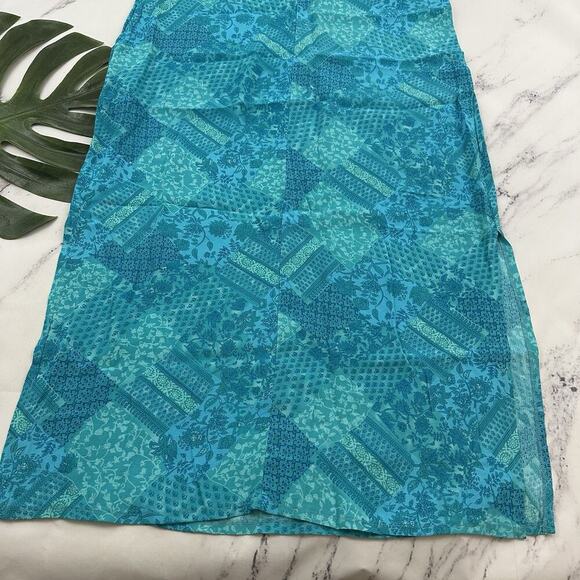 Millers Womens Vintage Y2k Maxi Dress Size 16 Blue Green Patchwork Floral - Picture 9 of 9